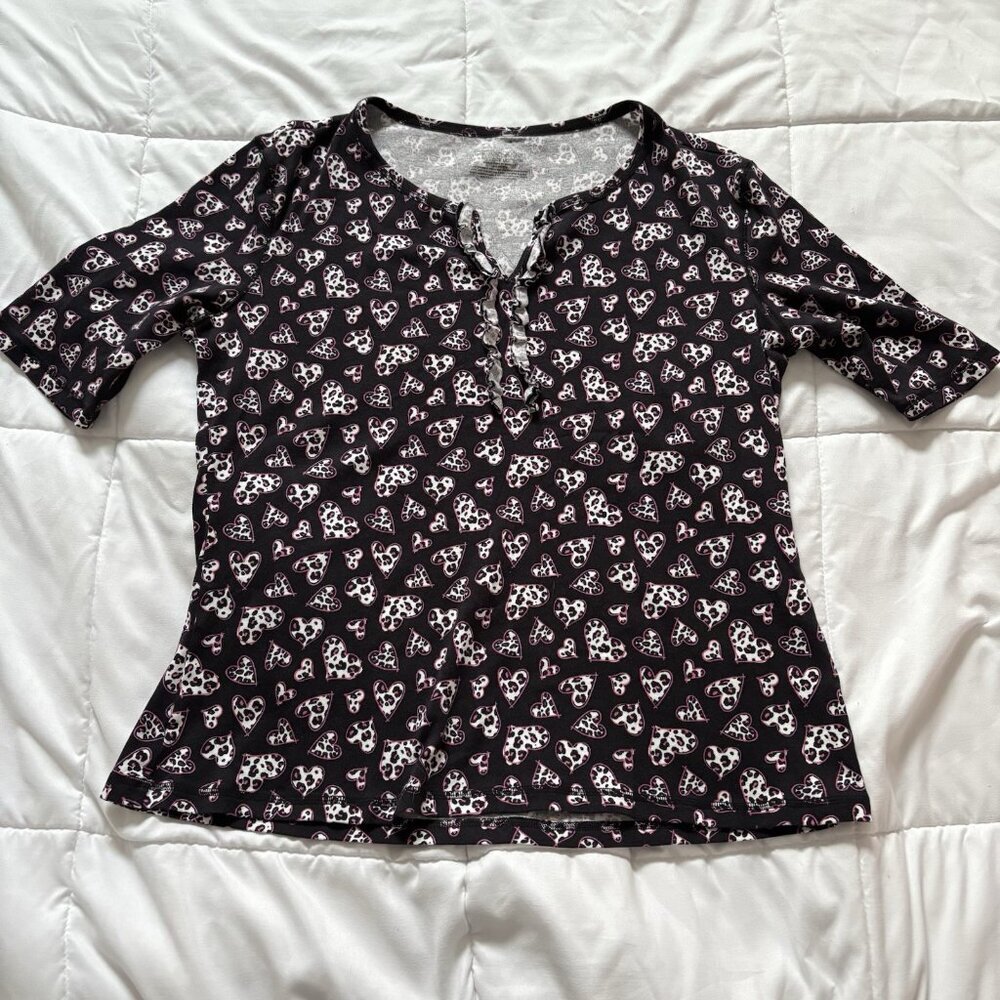 Vintage 90s Y2K Womens Size 1X Pink Hearts Short Sleeve T Shirt Tee Baddie Girly